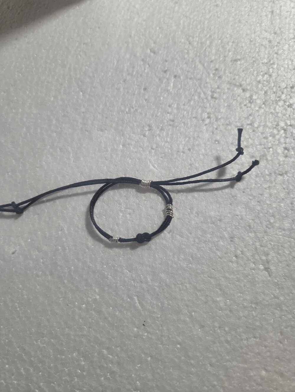 Handcrafted Black Adjustable Cord Bracelet with Silver Accents - Men Accessories
